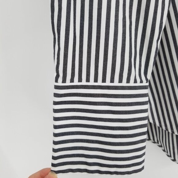 COS Button Down Oversized Long-Sleeve Striped Shirt w/ ruffle Sz.12 - Cotton - Picture 4 of 12